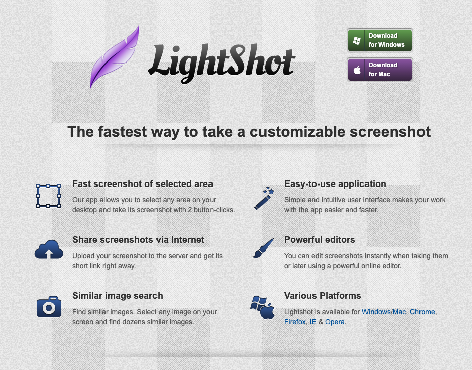Lightshot homepage — the fastest way to take a customizable screenshot