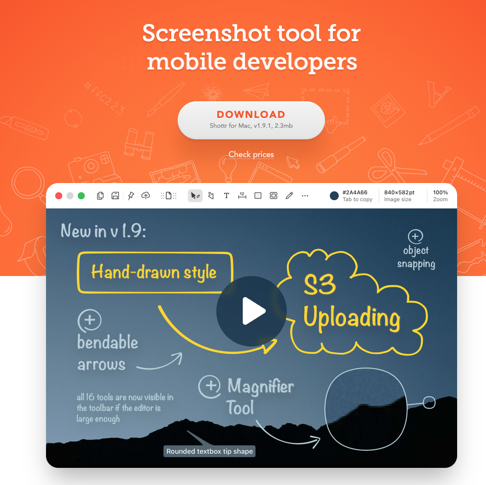 Shottr homepage — fast screenshot tool for Mac and mobile developers